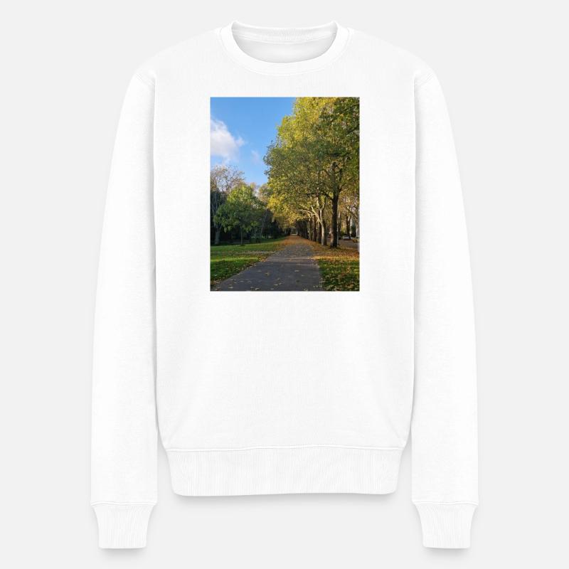 Herbstpfad durch Lauballee - Männer Premium Bio Pullover - Weiß
