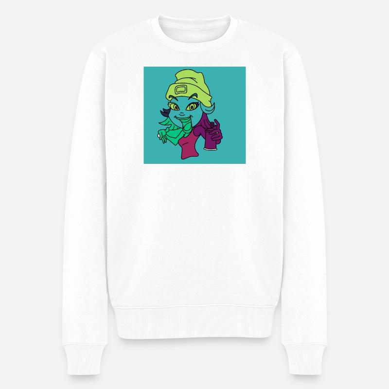 Neon-Graffiti-Maskottchen - Männer Premium Bio Pullover - Weiß