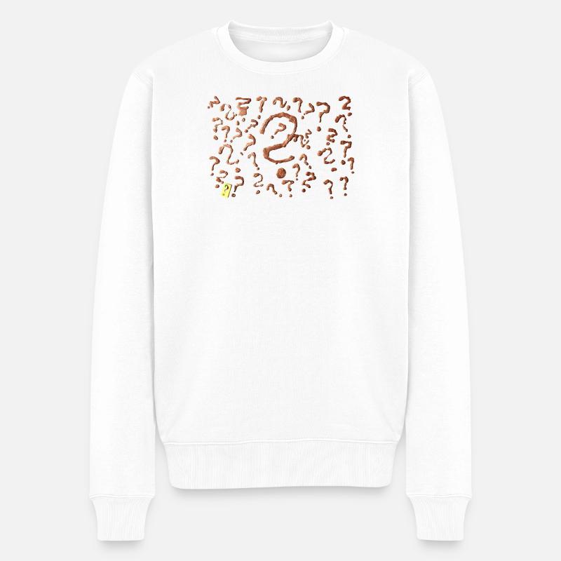 viele Fragezeichen Kunstwerk - Männer Premium Bio Pullover - Weiß