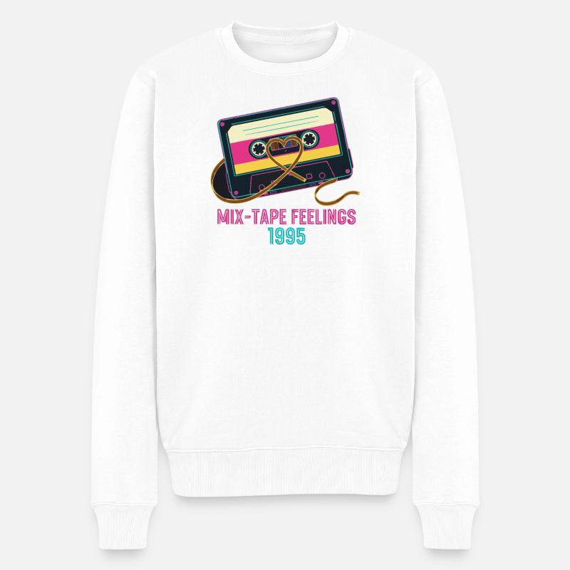 Retro Mix-Tape 1995 - Männer Premium Bio Pullover - Weiß