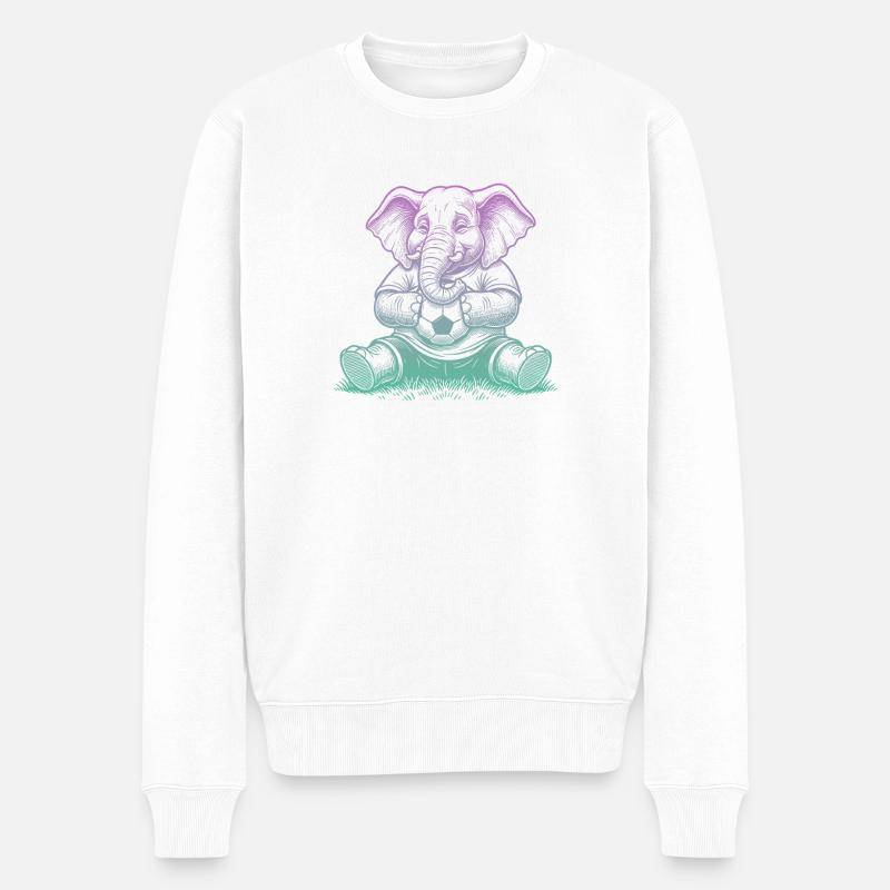 Fußball Elefant - Männer Premium Bio Pullover - Weiß