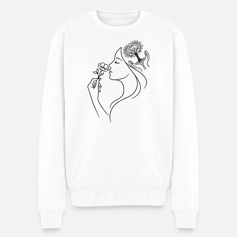 Frau Florale Natur - Männer Premium Bio Pullover - Weiß
