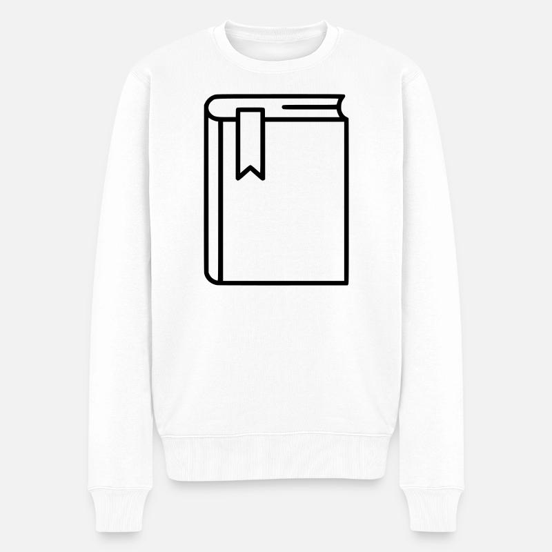 Buch Notizbuch Lesezeichen Icon - Männer Premium Bio Pullover - Weiß