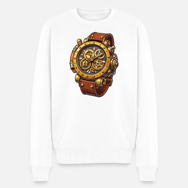 Conception du chrono à mouvement steampunk - Pull Premium bio Homme - blanc