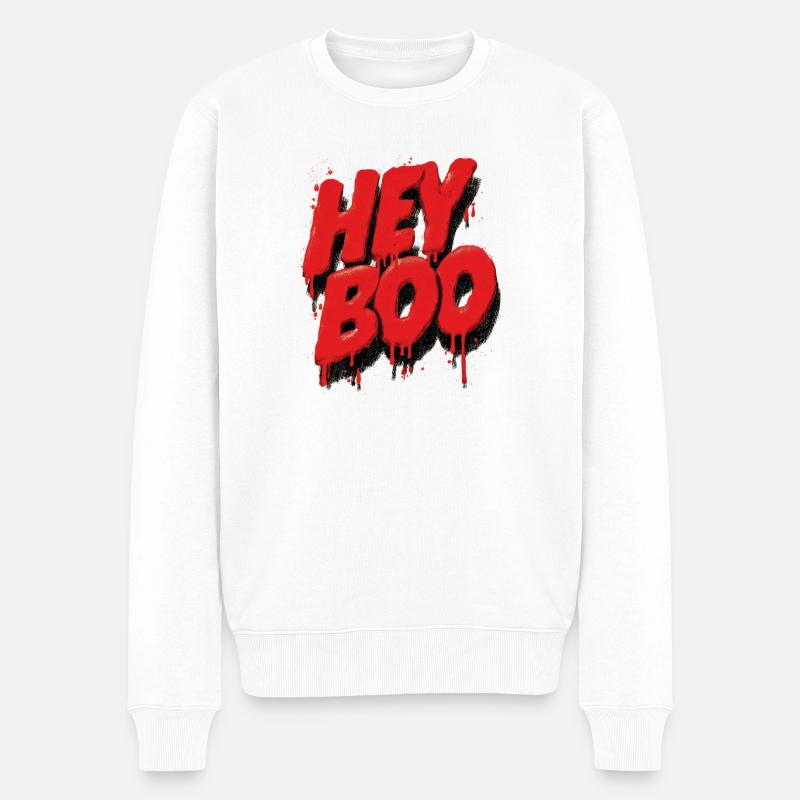 Hey Boo Graffiti - Männer Premium Bio Pullover - Weiß