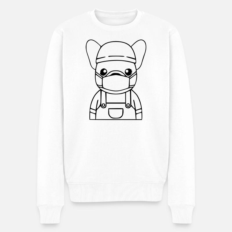 Frenchie Arzt Pflege Maske - Männer Premium Bio Pullover - Weiß