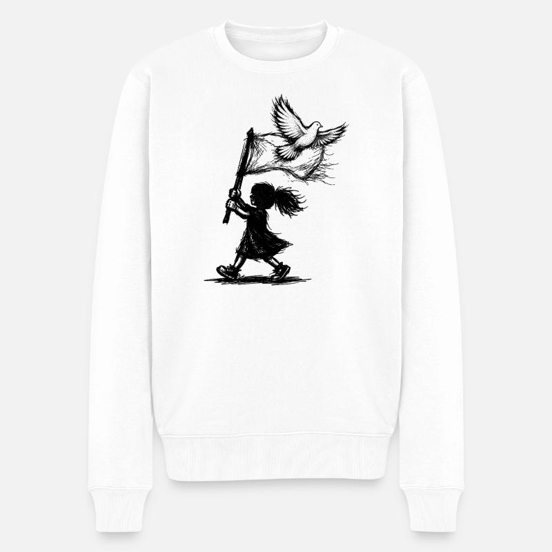 Taube der Freiheit - Männer Premium Bio Pullover - Weiß