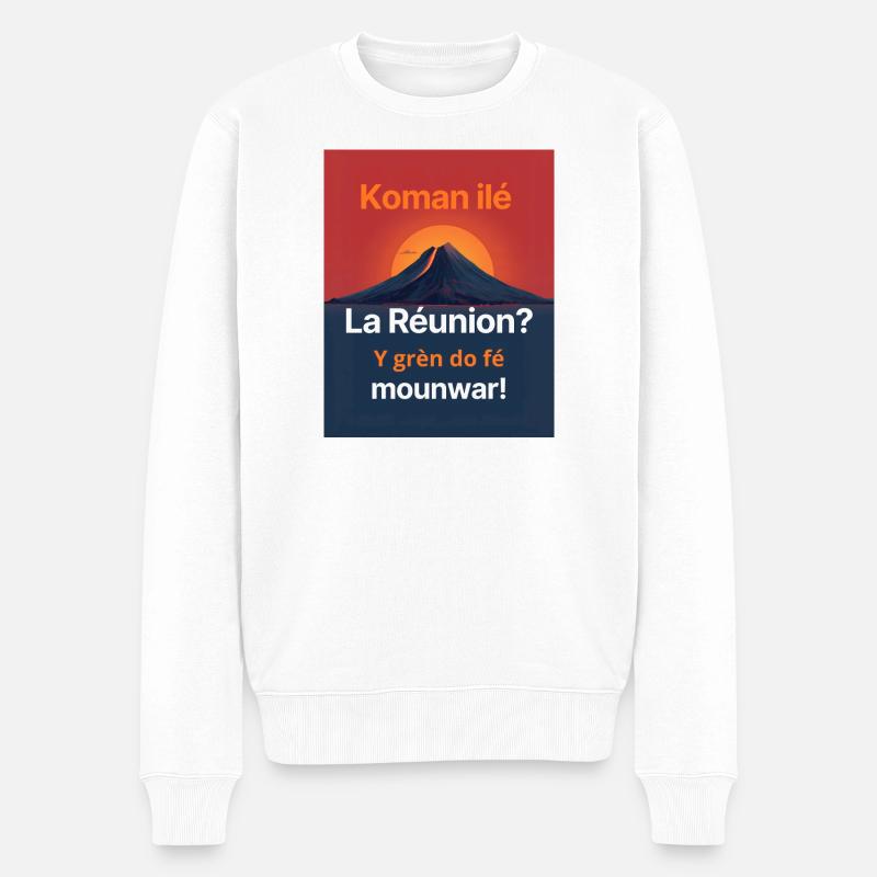 Ille au Soleil Réunion Créole - Pull Premium bio Homme - blanc