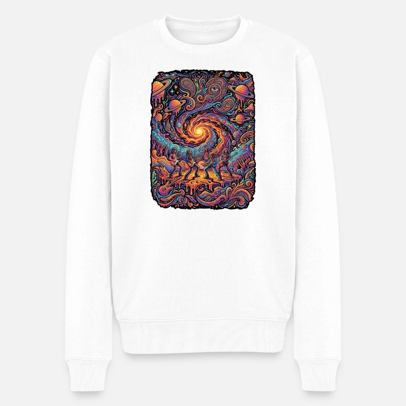 Psychedelic Rock Free Mind - Männer Premium Bio Pullover - Weiß