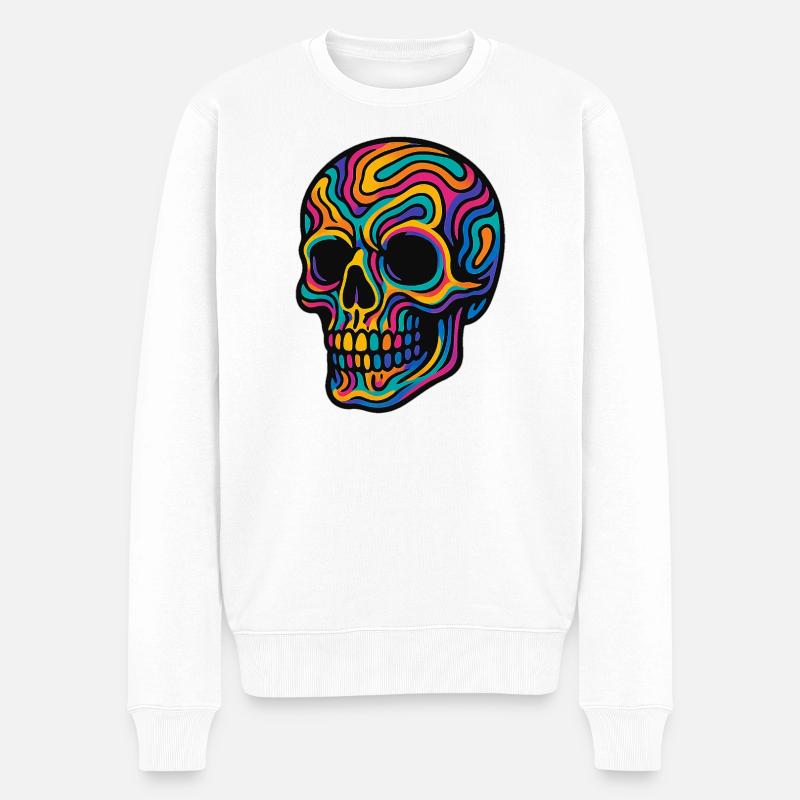 Crâne psychédélique – Design psychédélique - Pull Premium bio Homme - blanc