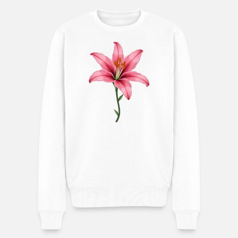 Rosa Lilie - Männer Premium Bio Pullover - Weiß