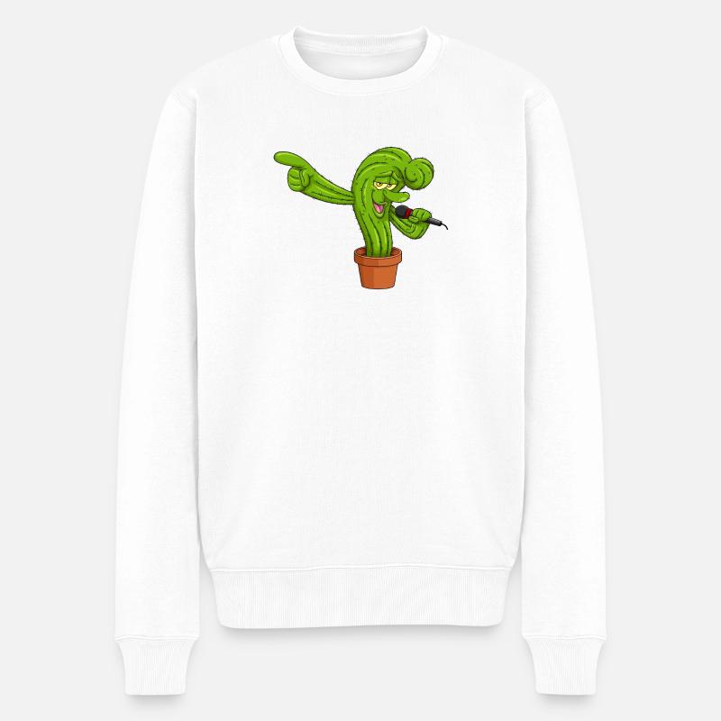 Cactonium Funny Character Cactus Meme - Männer Premium Bio Pullover - Weiß