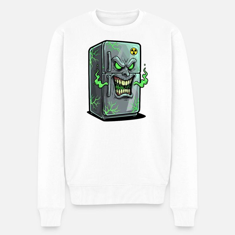 Grim Kühlschrank: Grüne Geister - Männer Premium Bio Pullover - Weiß