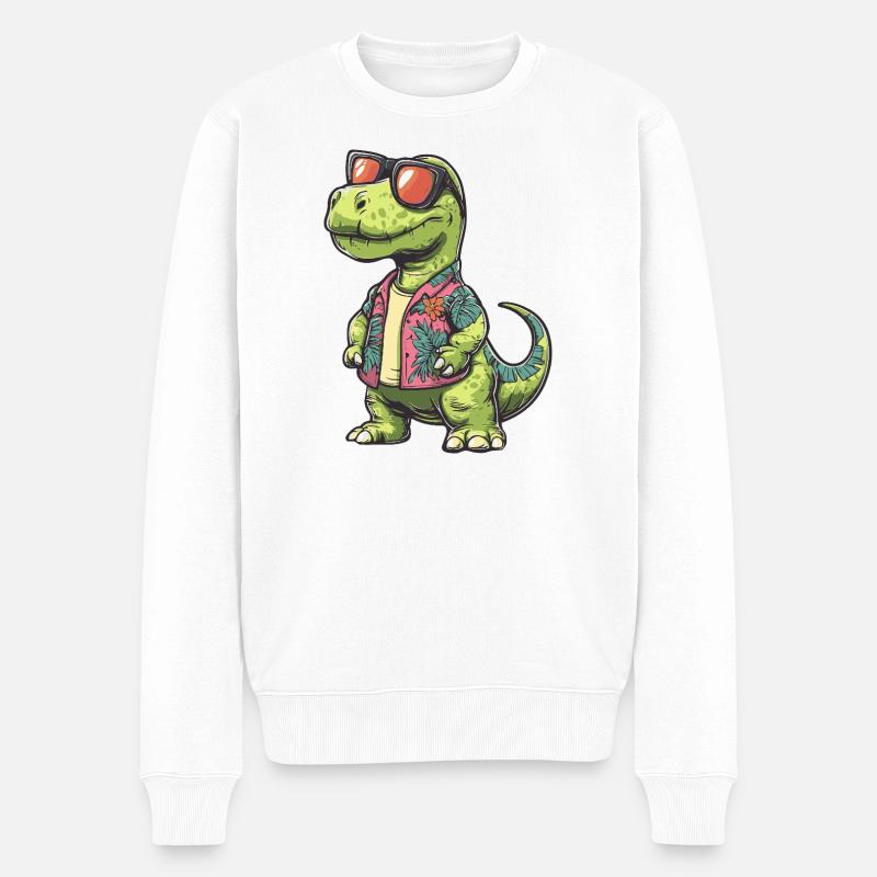 Vacances de bandes dessinées Dinosaur Brontosaurus - Pull Premium bio Homme - blanc
