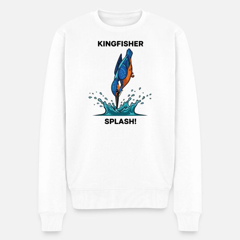 Martin-pêcheur Splash Kingfisher Rivière - Pull Premium bio Homme - blanc