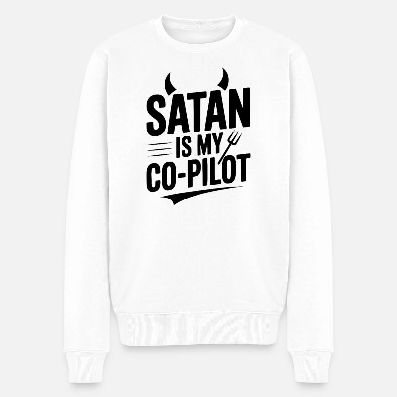 Satan est mon copilote - Pull Premium bio Homme - blanc