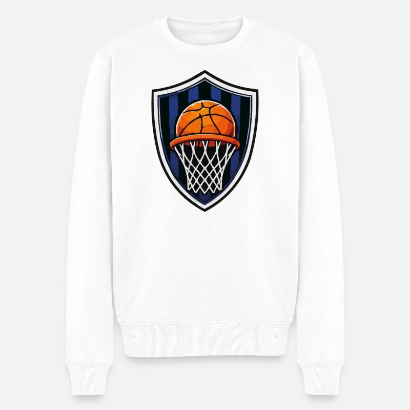 Basketball Schild mit Korb - Männer Premium Bio Pullover - Weiß
