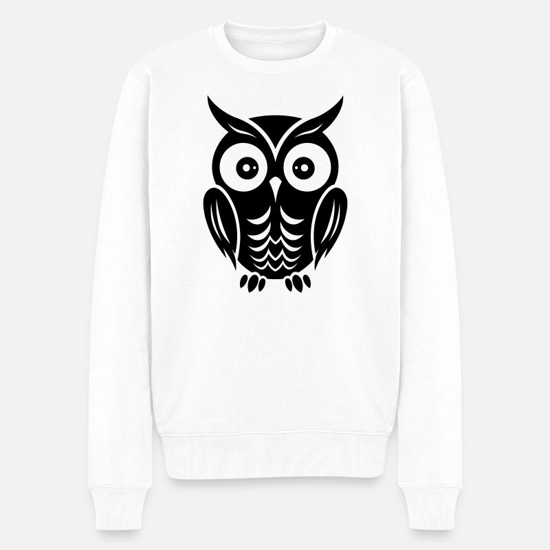 Eule - Männer Premium Bio Pullover - Weiß