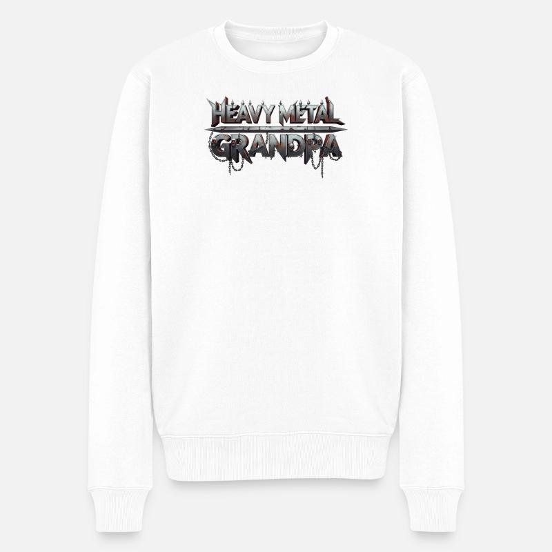 Heavy Metal Grandpa - Männer Premium Bio Pullover - Weiß