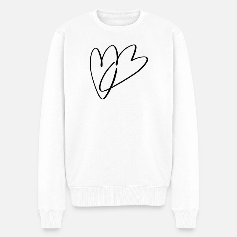 Herzen - Männer Premium Bio Pullover - Weiß