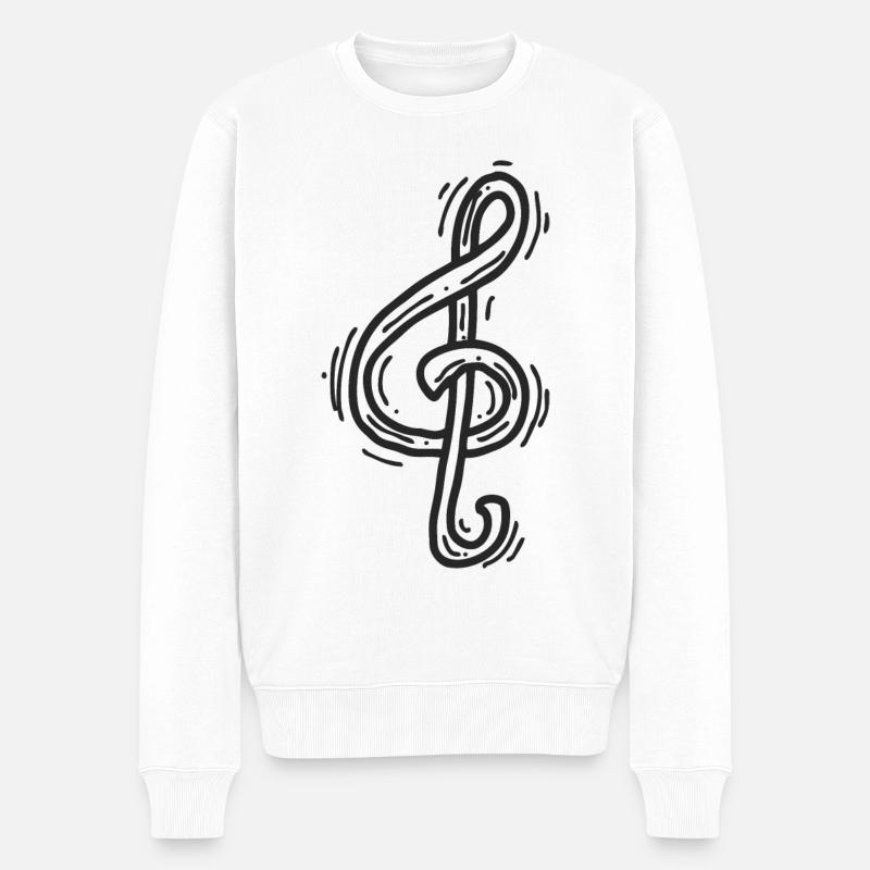 Fröhliche Musiknote - Männer Premium Bio Pullover - Weiß