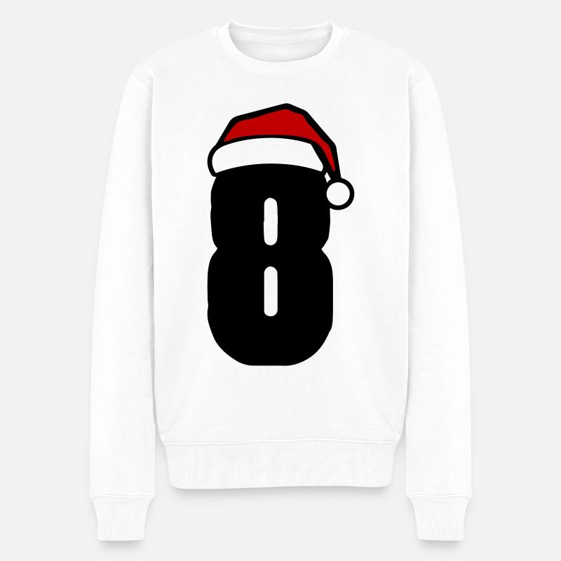8 Zahl Weihnachten - Männer Premium Bio Pullover - Weiß