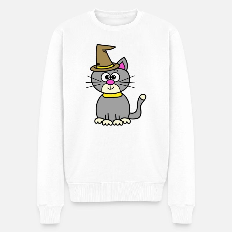 Katze Halloween - Männer Premium Bio Pullover - Weiß
