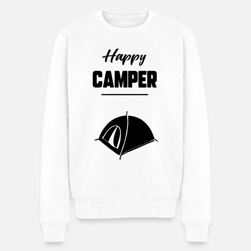 Glücklicher Camper - Männer Premium Bio Pullover - Weiß