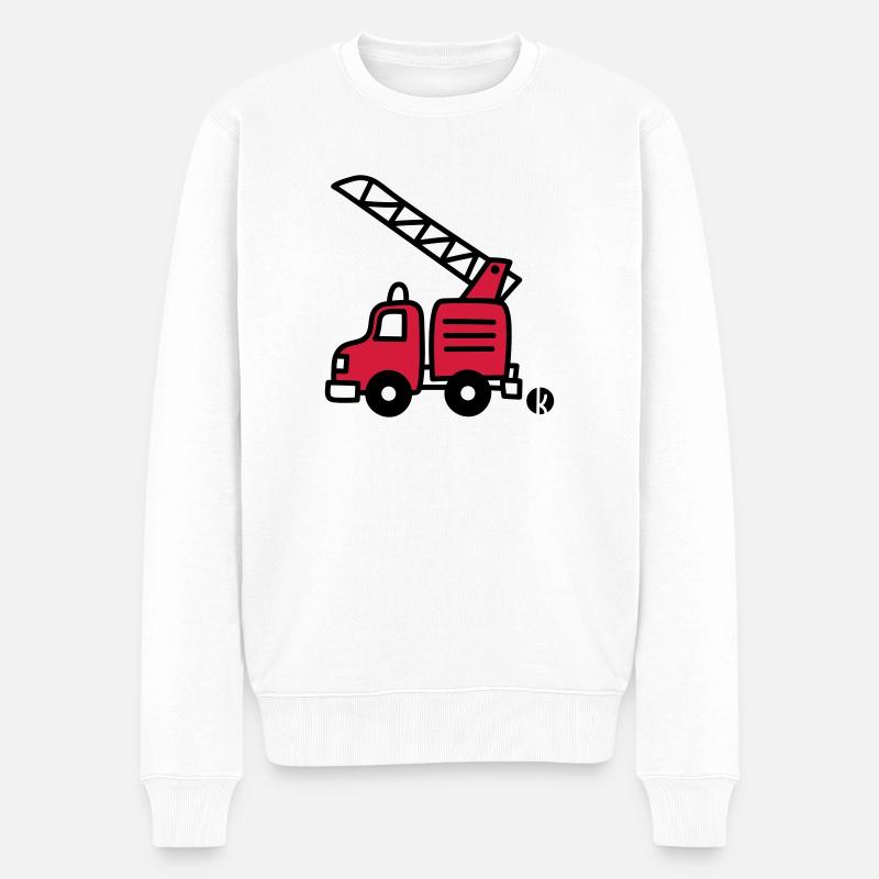 Feuerwehrauto (c) - Fire Truck - Männer Premium Bio Pullover - Weiß