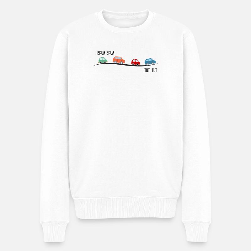 Autos im Geschwindigskeitsrausch - Männer Premium Bio Pullover - Weiß