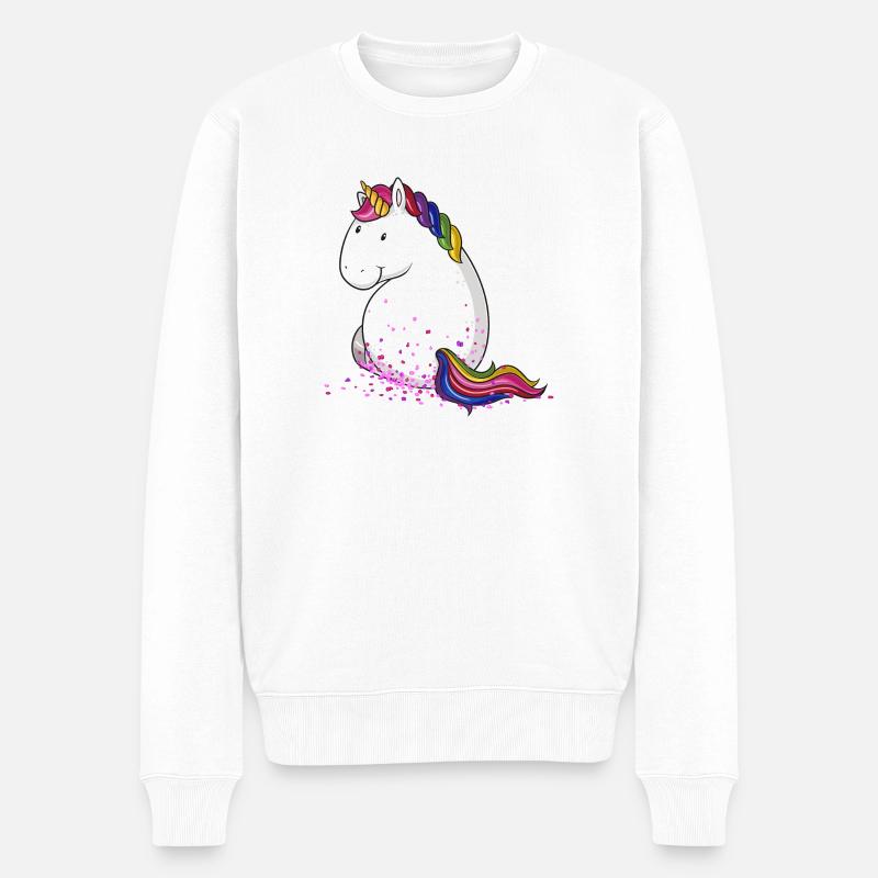 Konfetti Einhorn Comic - Männer Premium Bio Pullover - Weiß