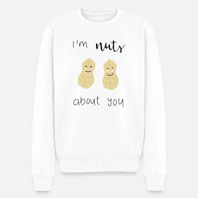Erdnuss Spruch - Männer Premium Bio Pullover - Weiß