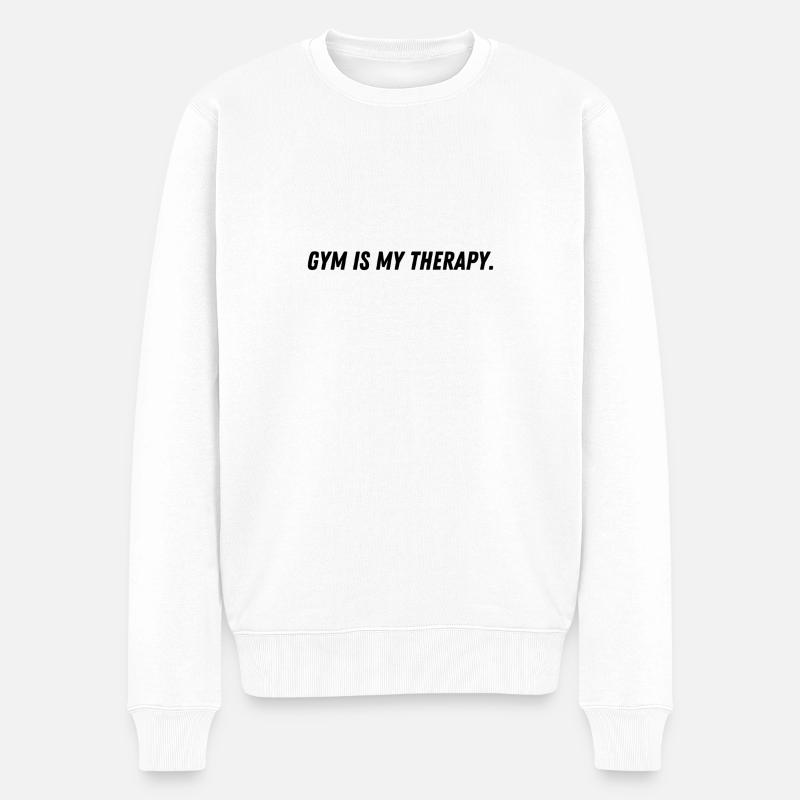 GYM IS MY THERAPY! - Männer Premium Bio Pullover - Weiß