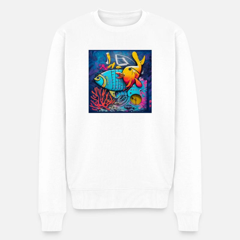 Fisch - Männer Premium Bio Pullover - Weiß