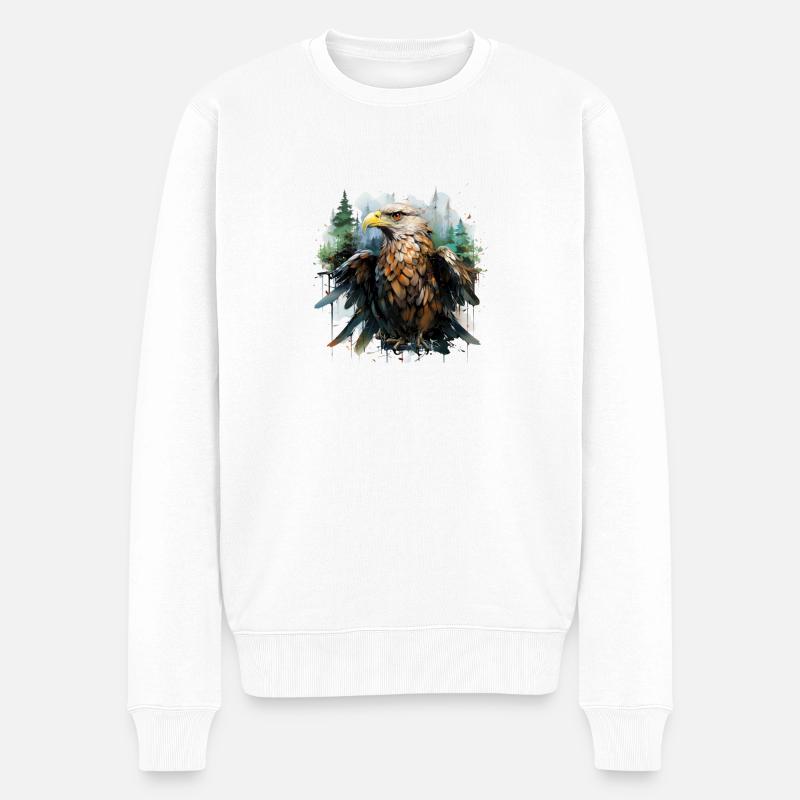 Adler - Männer Premium Bio Pullover - Weiß