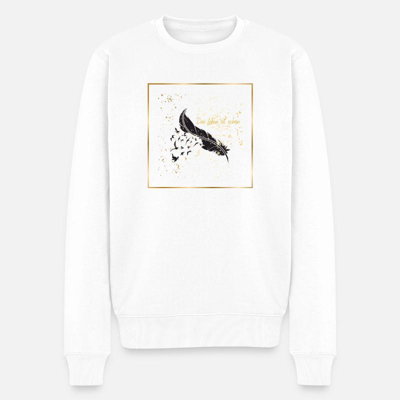 Das Leben ist schön - Männer Premium Bio Pullover - Weiß