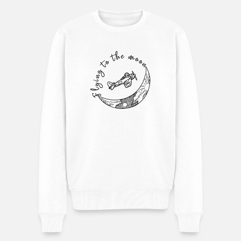 Flying To The Moon - Männer Premium Bio Pullover - Weiß