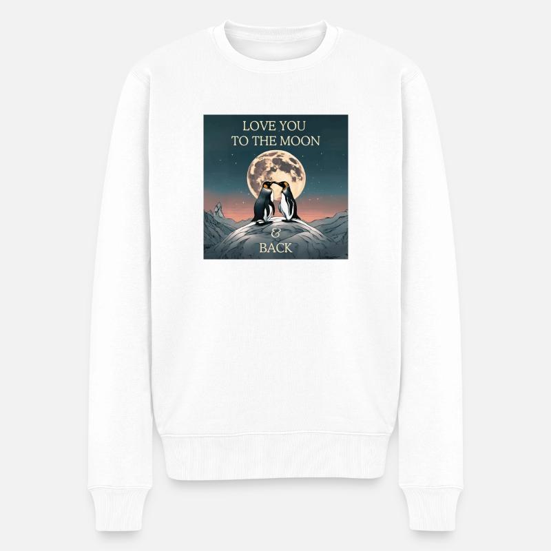 Pinguin Liebespaar - Männer Premium Bio Pullover - Weiß