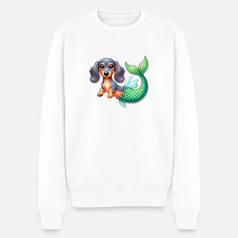 Meerjungdackel - Männer Premium Bio Pullover - Weiß
