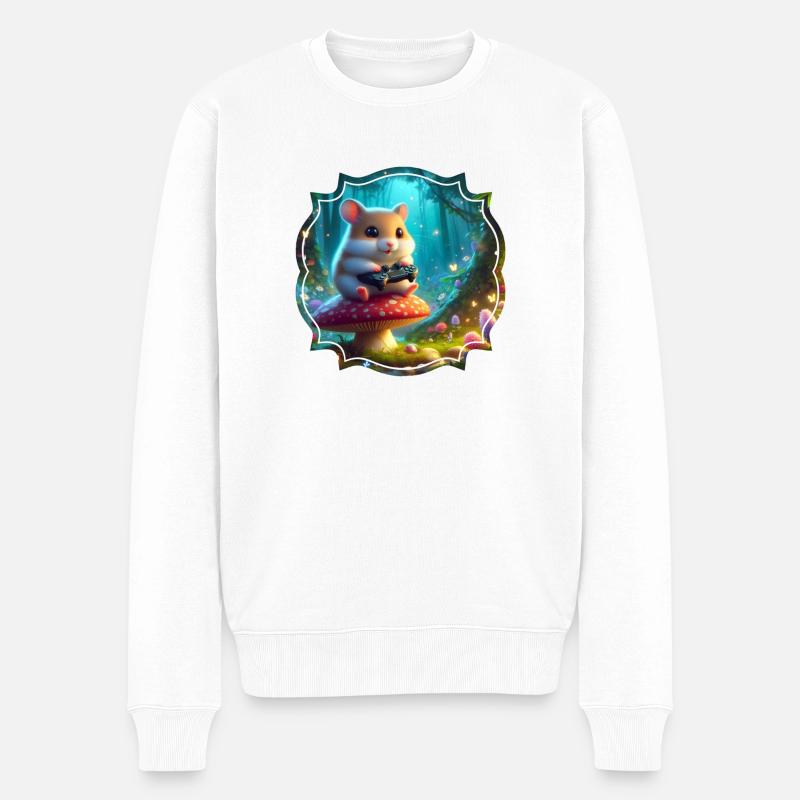 Zocker Hamster - Männer Premium Bio Pullover - Weiß