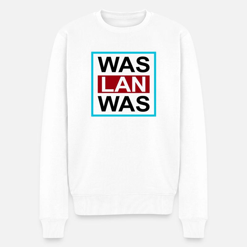 Was Lan Was - Männer Premium Bio Pullover - Weiß