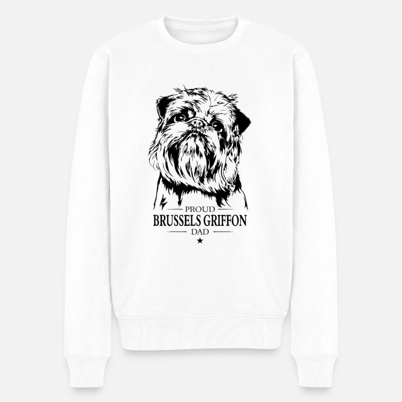 Brussels Griffon Dad Hund Hunde Wilsigns - Männer Premium Bio Pullover - Weiß