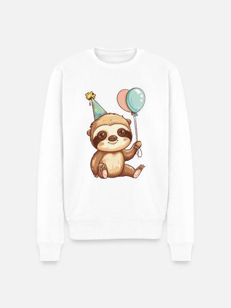 Sloth Birthday Baby - Men's Premium Organic Jumper - white