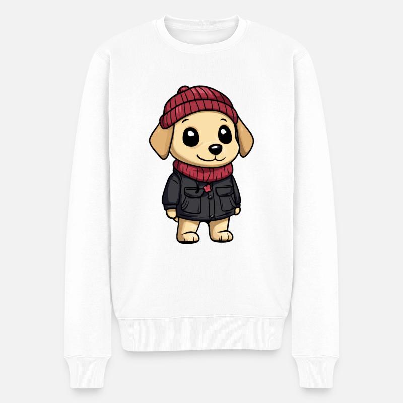 Chien Labrador Hiver - Pull Premium bio Homme - blanc