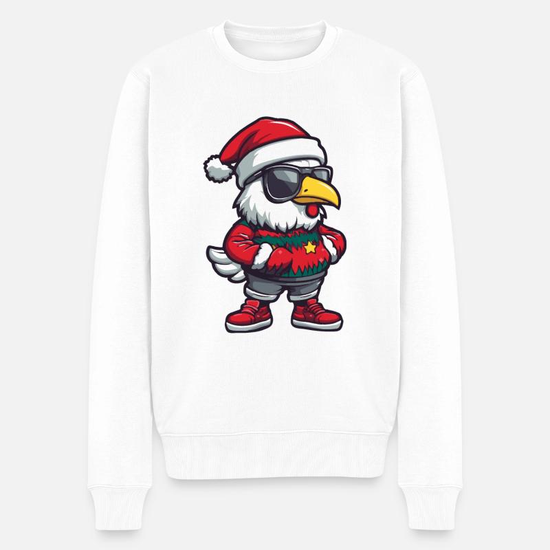 Rooster Christmas Comic Cool - Men's Premium Organic Jumper - white