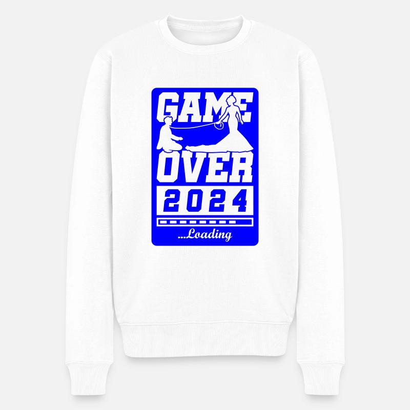 Hochzeit Loading 2024 Game Over - Männer Premium Bio Pullover - Weiß