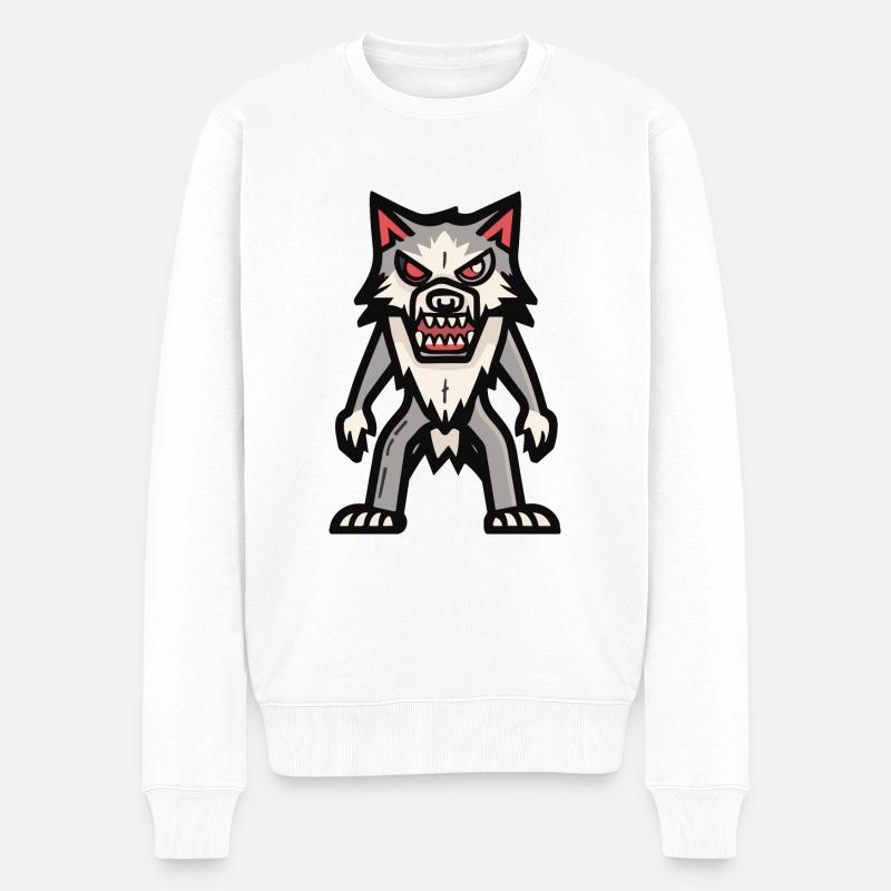 Loup Halloween Bande Dessinée - Pull Premium bio Homme - blanc