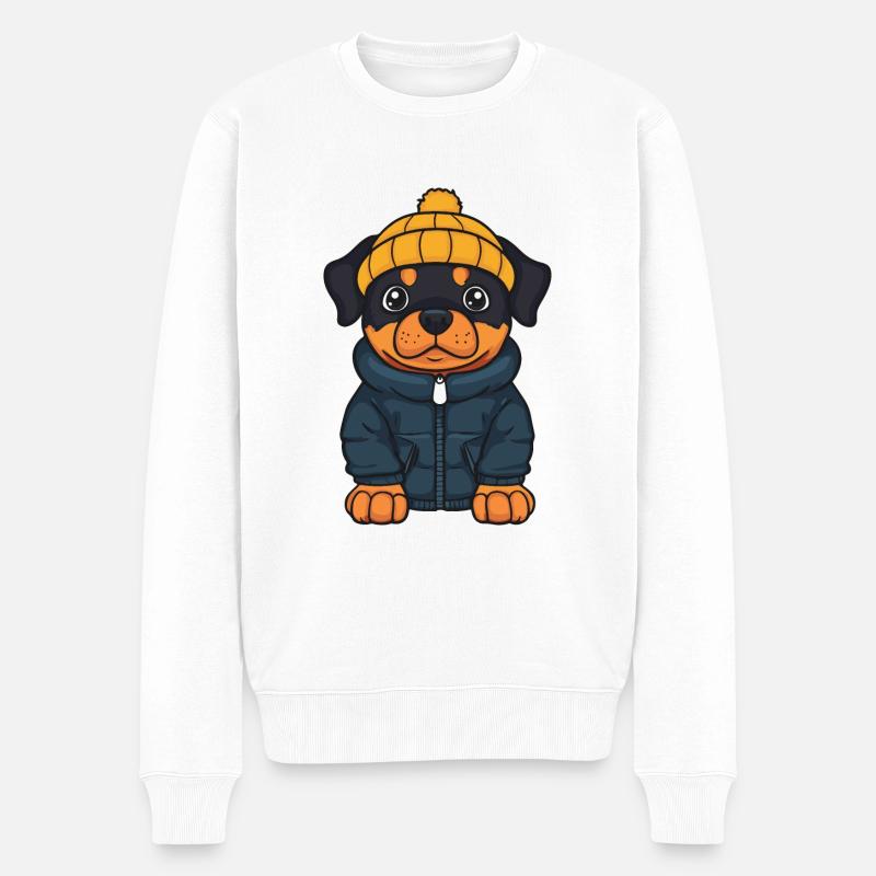 Chien Rottweiler Hiver - Pull Premium bio Homme - blanc