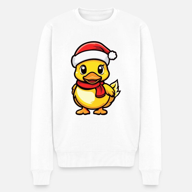 Ente Weihnachten Niedlich - Männer Premium Bio Pullover - Weiß