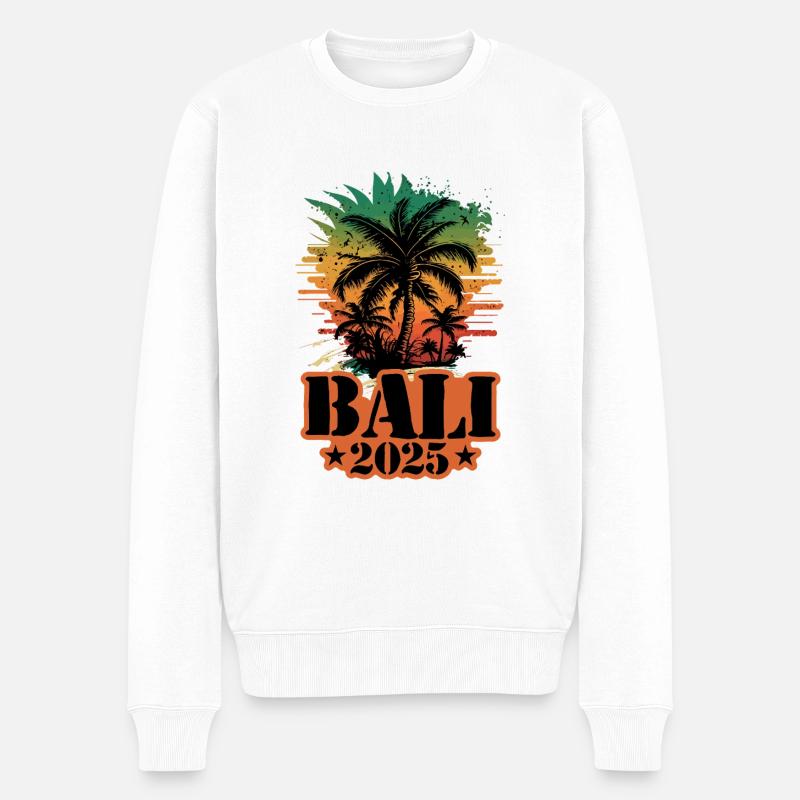 Bali 2025 Palmen - Männer Premium Bio Pullover - Weiß